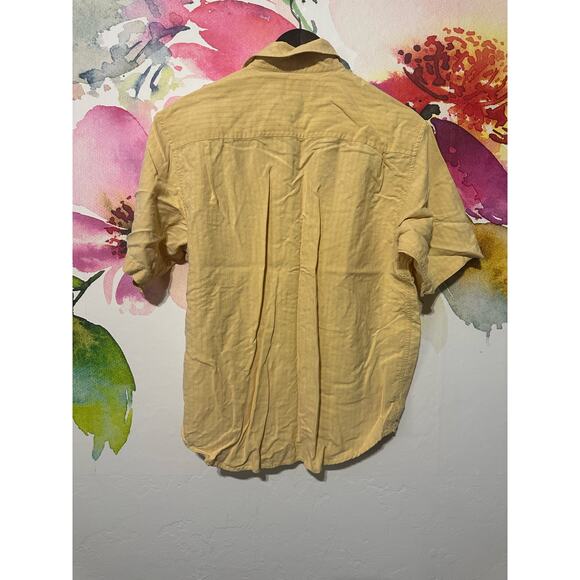 Toscano Silk Short Sleeve Shirt - Yellow in Color - Size Large - Picture 2 of 4